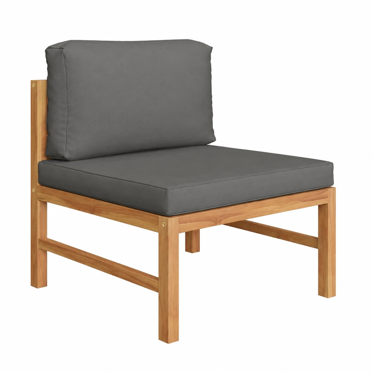 Set Divani da Giardino in Legno di Teak con Cuscini Grigio Scuro, 2 Pezzi