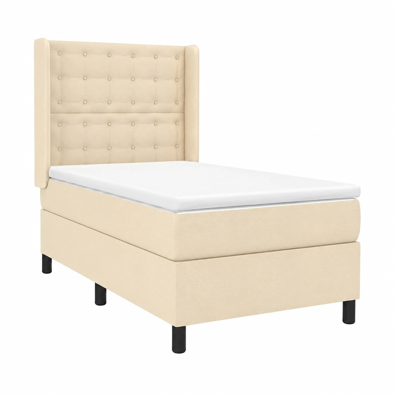 Letto a molle 100x200 cm con materasso e topper, poggiatesta regolabile, legno di larice per camere moderne