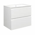 Mobile Bagno Sospeso 70cm, 2 Cassetti Capienti, Lavabo Moderno, Bianco