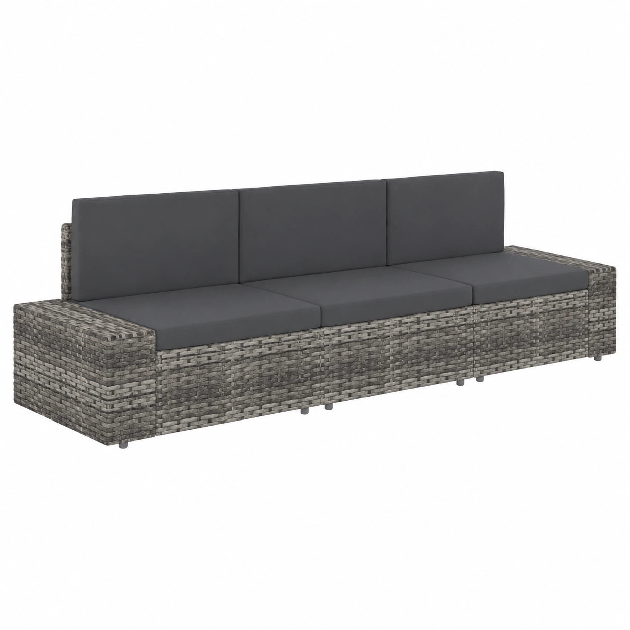 Divano angolare in rattan sintetico da giardino con struttura in acciaio e cuscini comodi