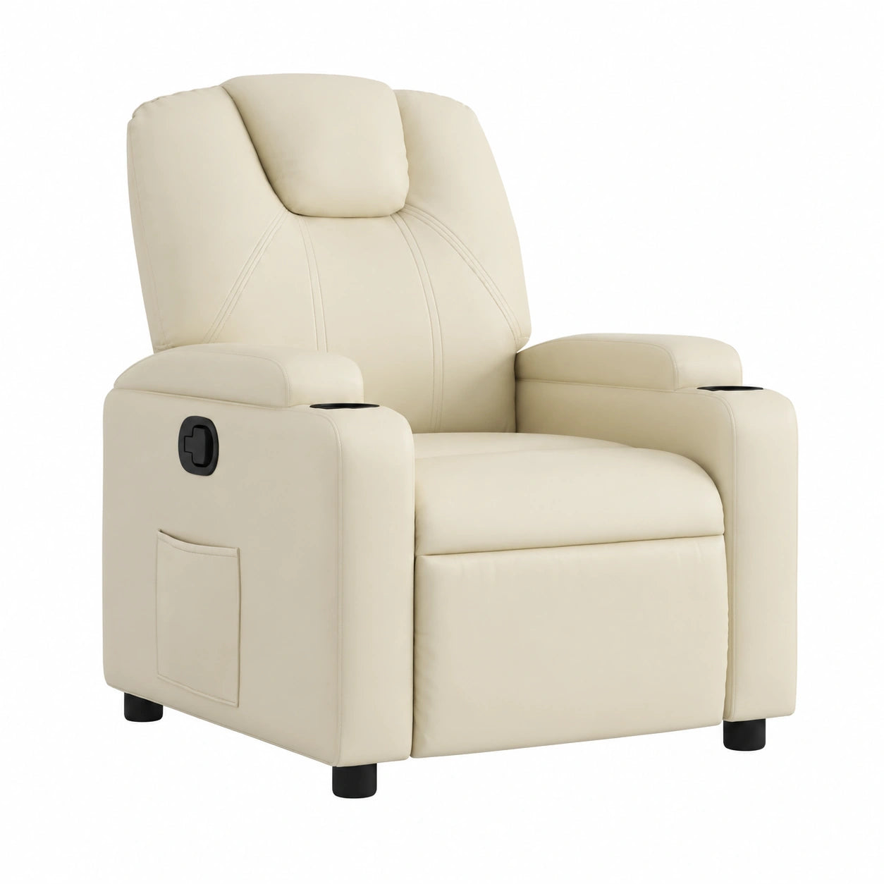 Poltrona Relax in Ecopelle Crema con Funzione Reclinabile