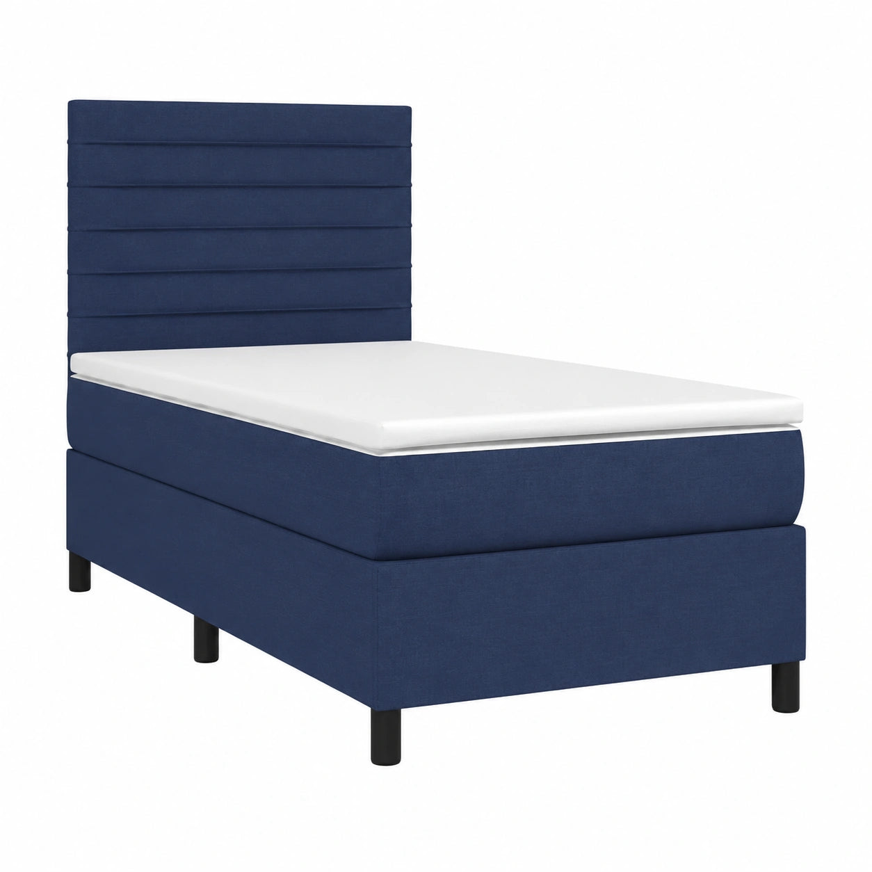 Letto singolo blu 90x190 cm con molle insacchettate e poggiatesta regolabile