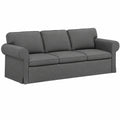 Divano Moderno in Tessuto Grigio Scuro 215x82x80 cm, Design Ergonomico e Confortevole per il Soggiorno