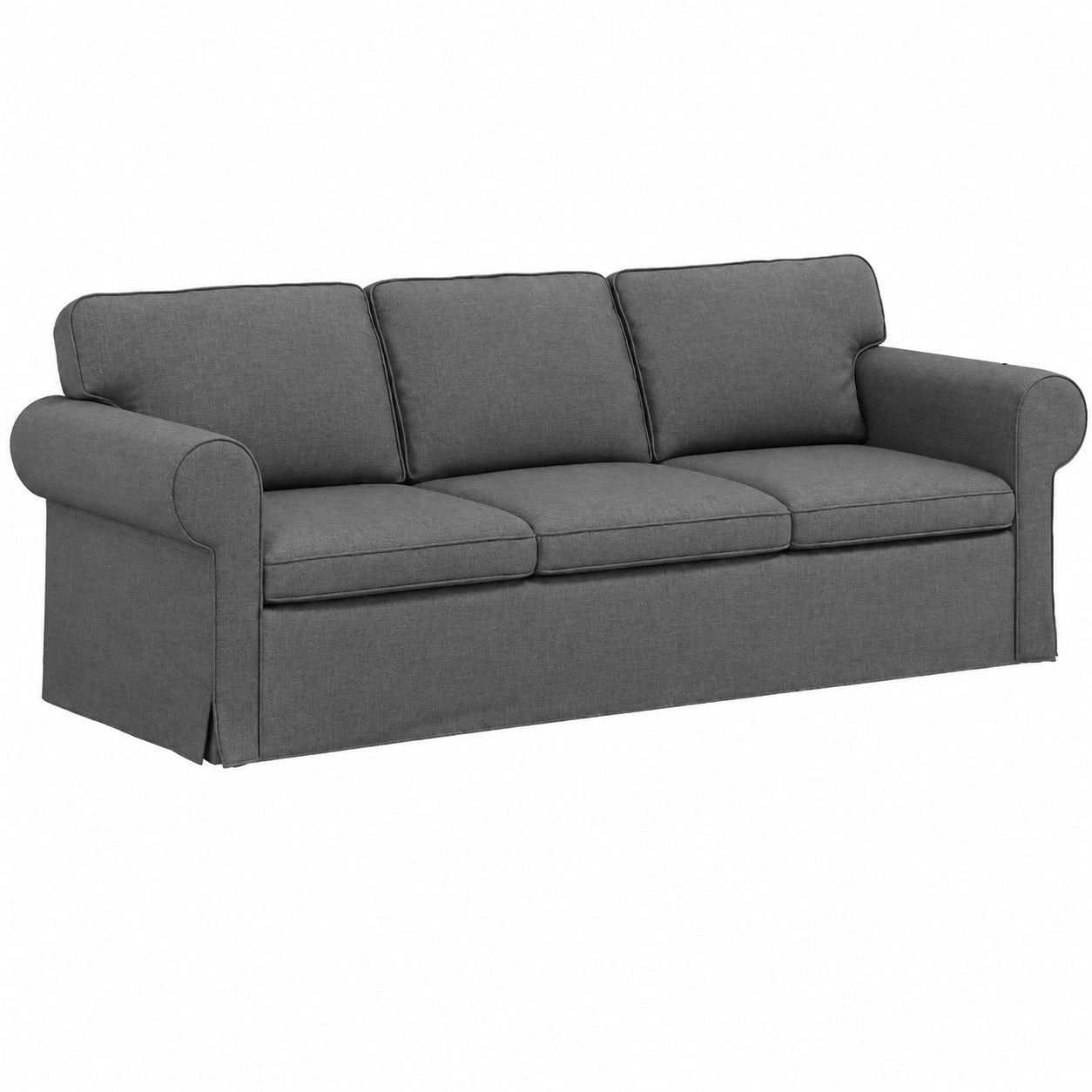 Divano Moderno in Tessuto Grigio Scuro 215x82x80 cm, Design Ergonomico e Confortevole per il Soggiorno
