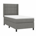 Letto Singolo Moderno con Materasso e Poggiatesta Regolabile, Tessuto Grigio Scuro, 100x200 cm, Ideale per Cameretta o Camera Ospiti