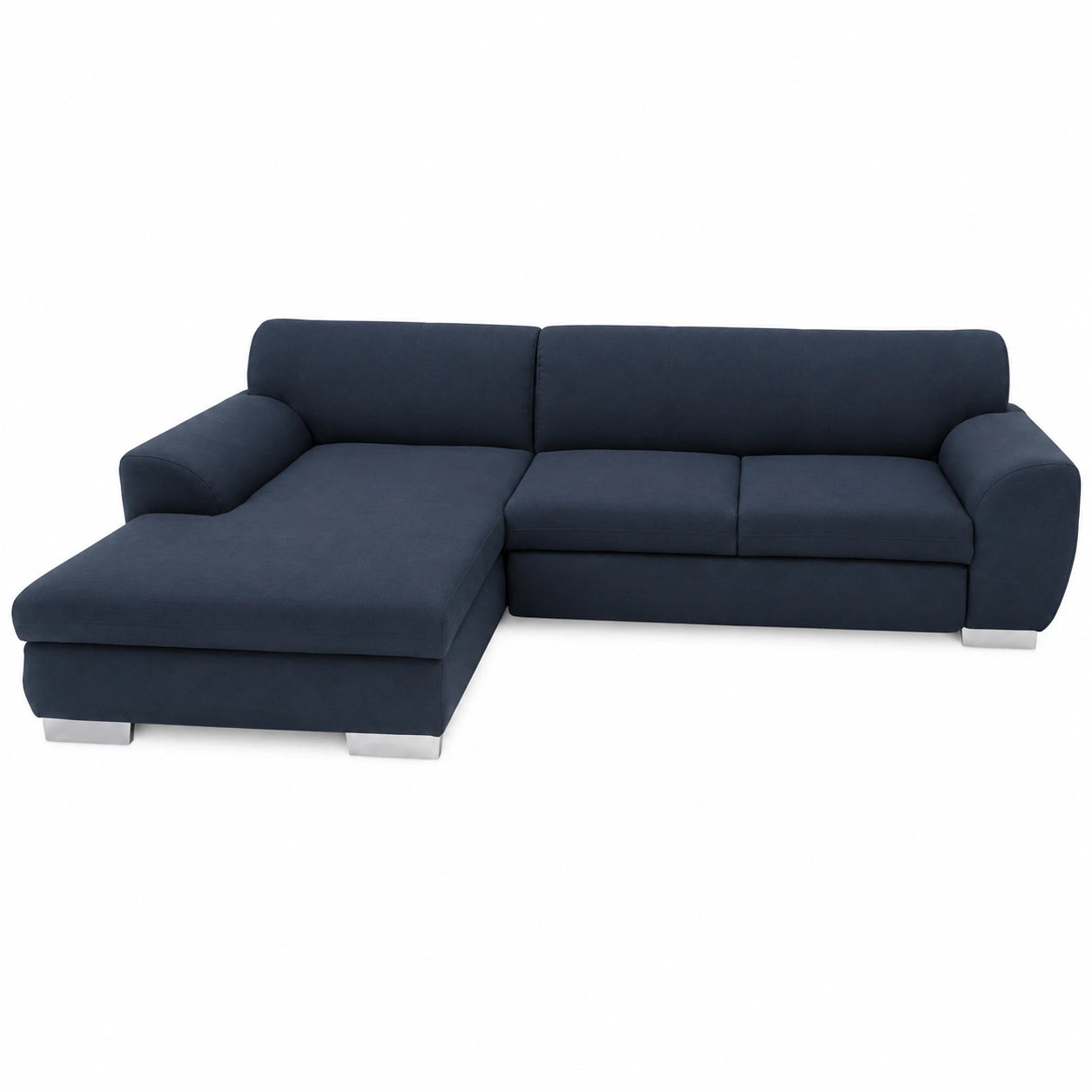 Divano Angolare Moderno Nika in Tessuto Blu 277x156x78 cm