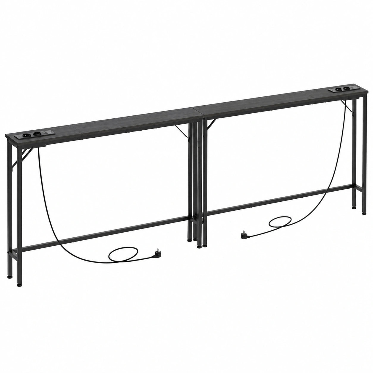 Consolle Salvaspazio 15 cm con Ricarica Integrata, Design Industriale, Struttura in Acciaio per Casa e Ufficio