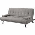 Divano Letto Cleo a 3 Posti in Legno Grigio Cemento con Cuscini Decorativi