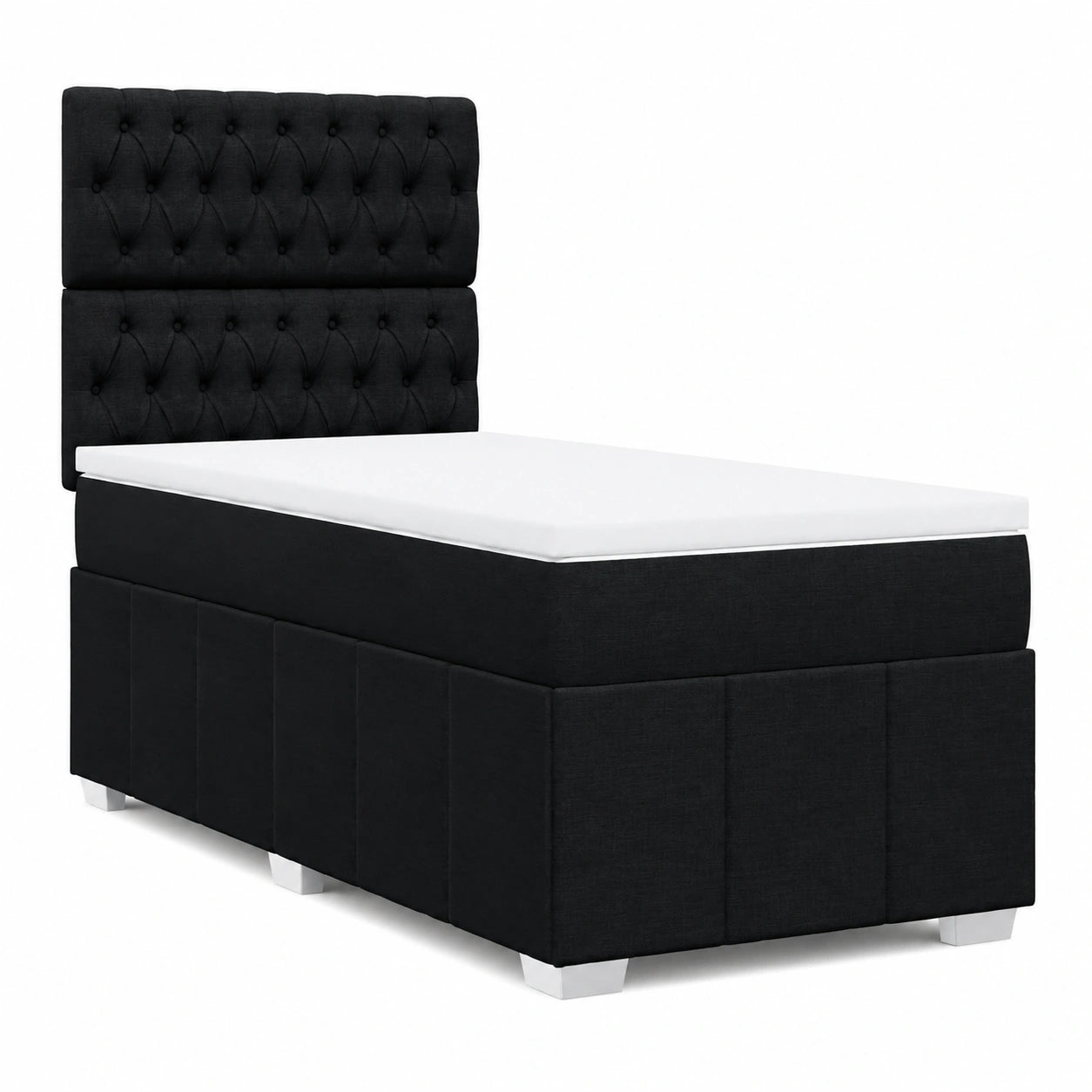 Letto Singolo Moderno con Molle Insacchettate, Testiera Regolabile, 90x200 cm, Nero