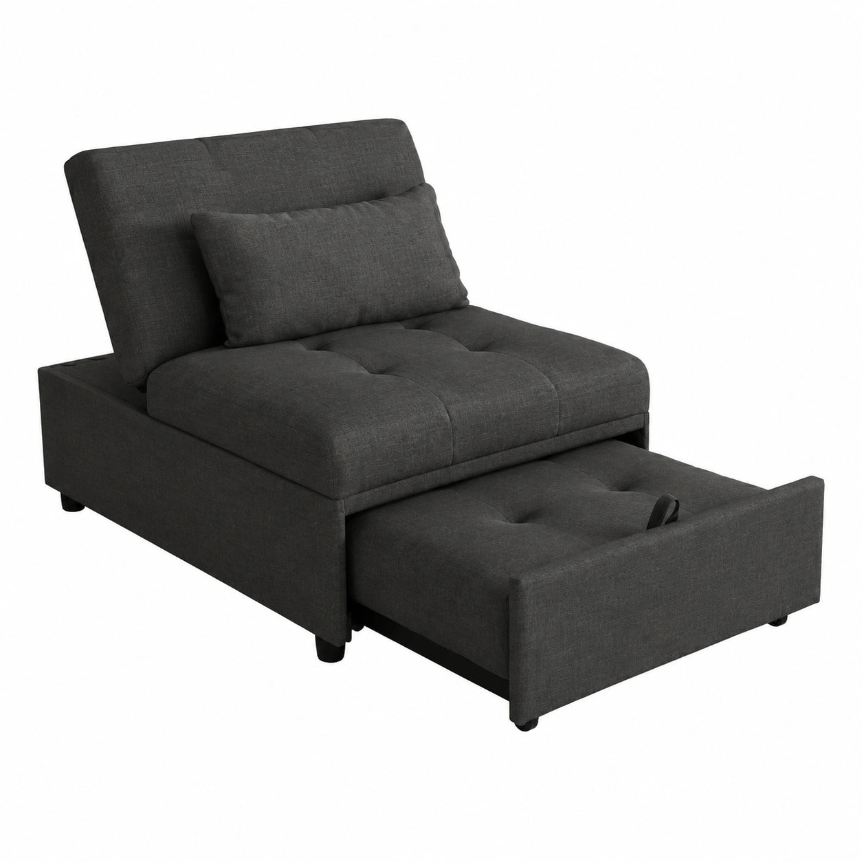 Poltrona Letto Singolo Trasformabile MAKA con Materasso Spesso e Cuscino Rimovibile, Divano Regolabile Salvaspazio 191x79x90 cm (Grigio Scuro)