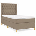 Letto singolo in tessuto tortora 90x200 cm con materasso e poggiatesta regolabile