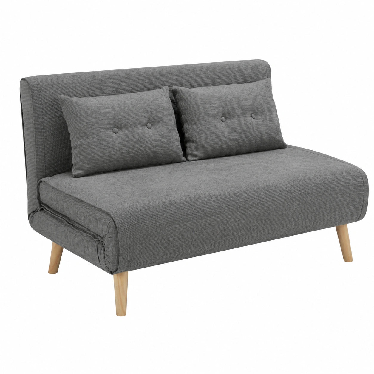 REDÓKASA Divano Letto GENOVA con 2 Cuscini, Comoda Imbottitura, Gambe in Legno, Design per Interni Classici e Moderni (Grigio)