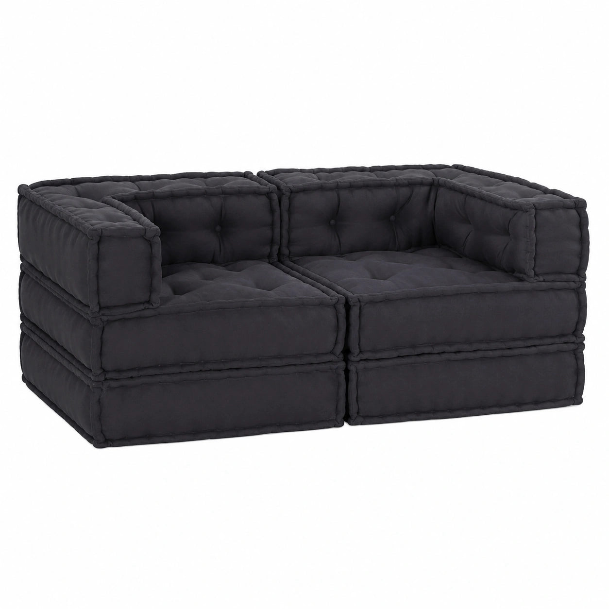 Divano Modulare 2 Posti in Tessuto Antracite 140x70x56 cm, Design Moderno e Versatile