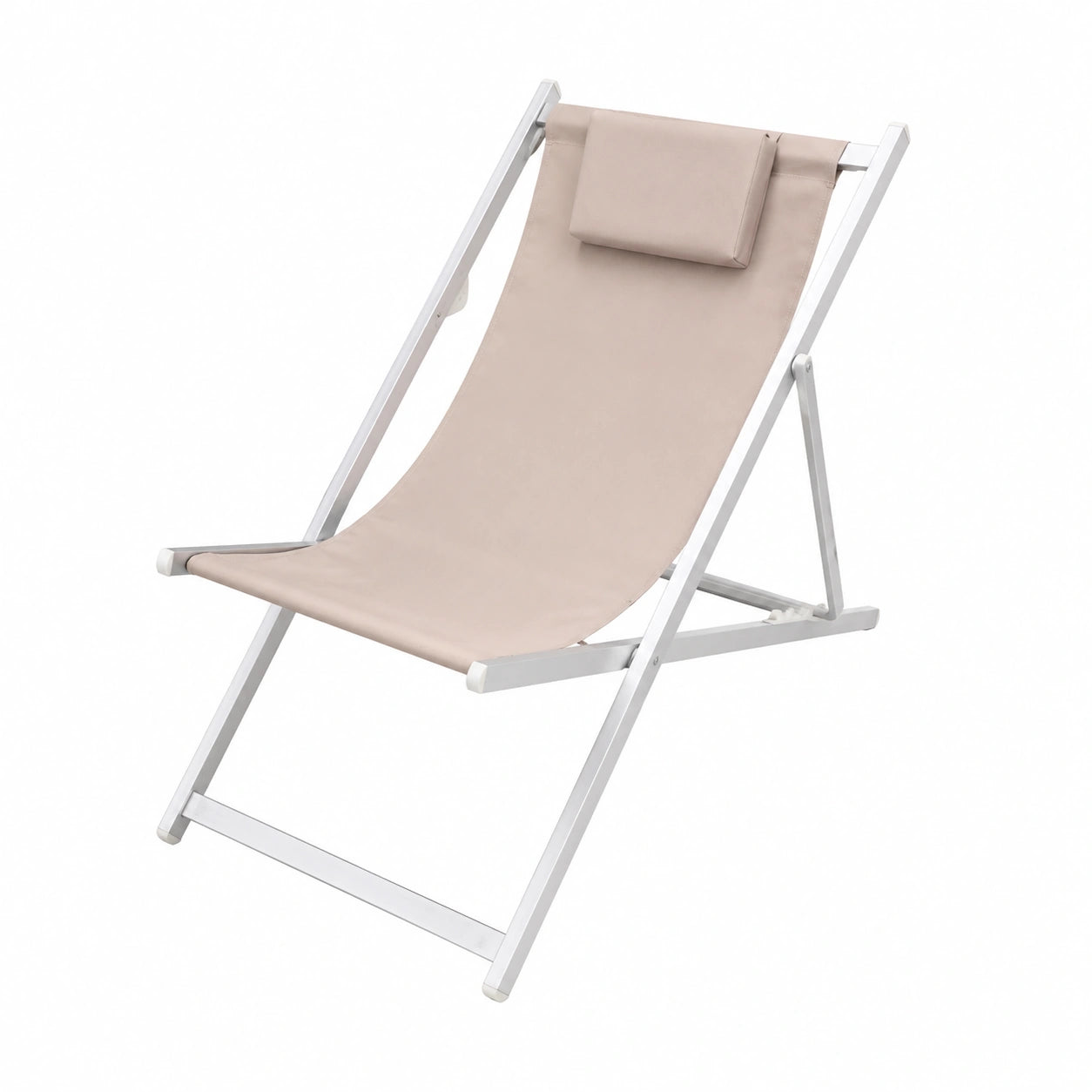 Set di 2 Sedie a Sdraio Pieghevoli da Giardino con Schienale Regolabile e Cuscino Rimovibile, Struttura in Alluminio e Textilene, Ideali per Piscina e Spiaggia (Tortora)
