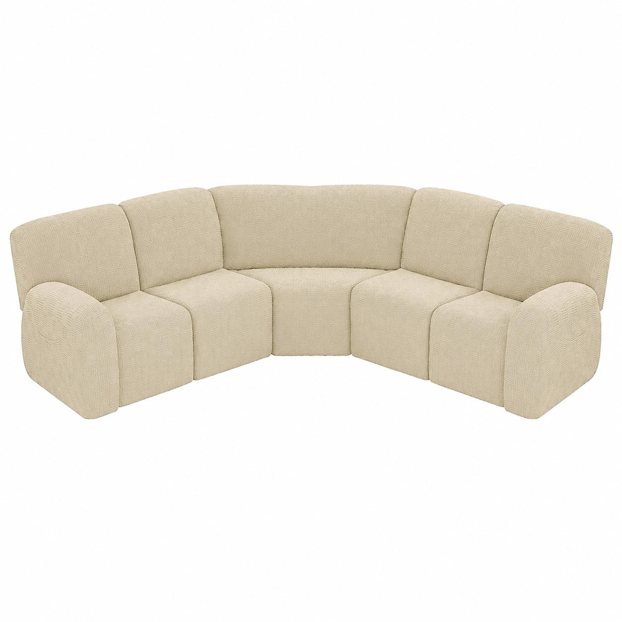 Set Copridivano Elasticizzato Beige per Divano Angolare Reclinabile a 5 Posti